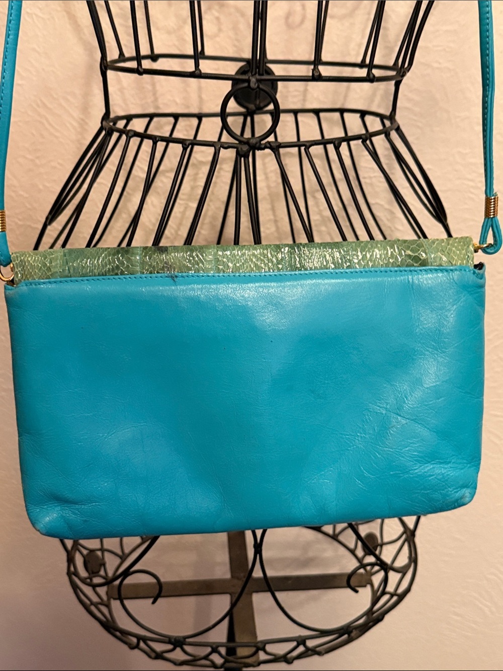 πππ3 for 12$πππVTG Jasmin Green and Teal Women's Leather Clutch Crossbody - Picture 11 of 12